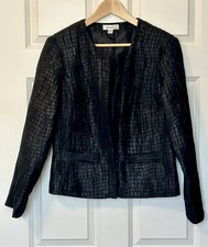 Textured Open Front Black Jacket Blazer Size Medium