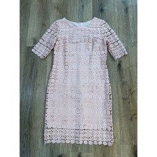 Sandra Darren Floral Geometric Lace Sheath Dress Womens 8 Pink Coquette Romantic