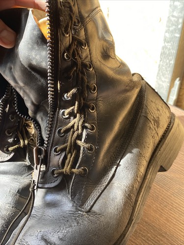 Vintage Chippewa Black Leather Laced Zip Up Steel Toe Boots Size 10.5 3E - Picture 15 of 15