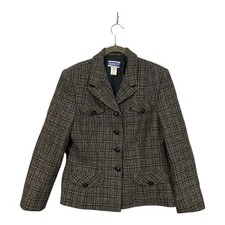 Pendleton Blazer USA Made Wool Blend Plaid 4 Button Notch Pockets 10 Petite