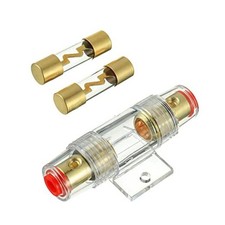 4-8 Gauge AWG in-line Fuse Holder with AGU Fuses for Car Audio, Alarm, 100A