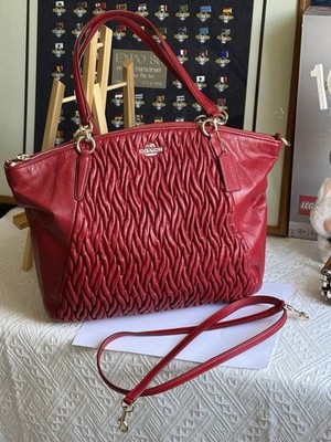 KELSEY SATCHEL IN TWISTED GATHERED LEATHER (COACH F37082)SILVER