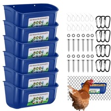 Chicken Feeder Waterer, 6 Pack Duck Feeder Supplies, Hanging Fence Feed Troug...
