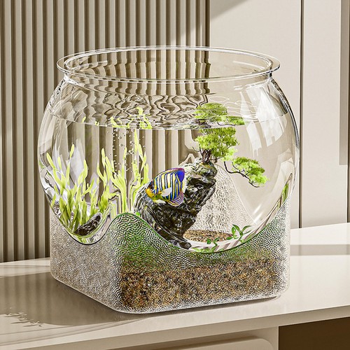 Round Fish Bowl Clear Aquarium Fish Tank Small Aquariums Flower Vase Centerpiece - Picture 4 of 12