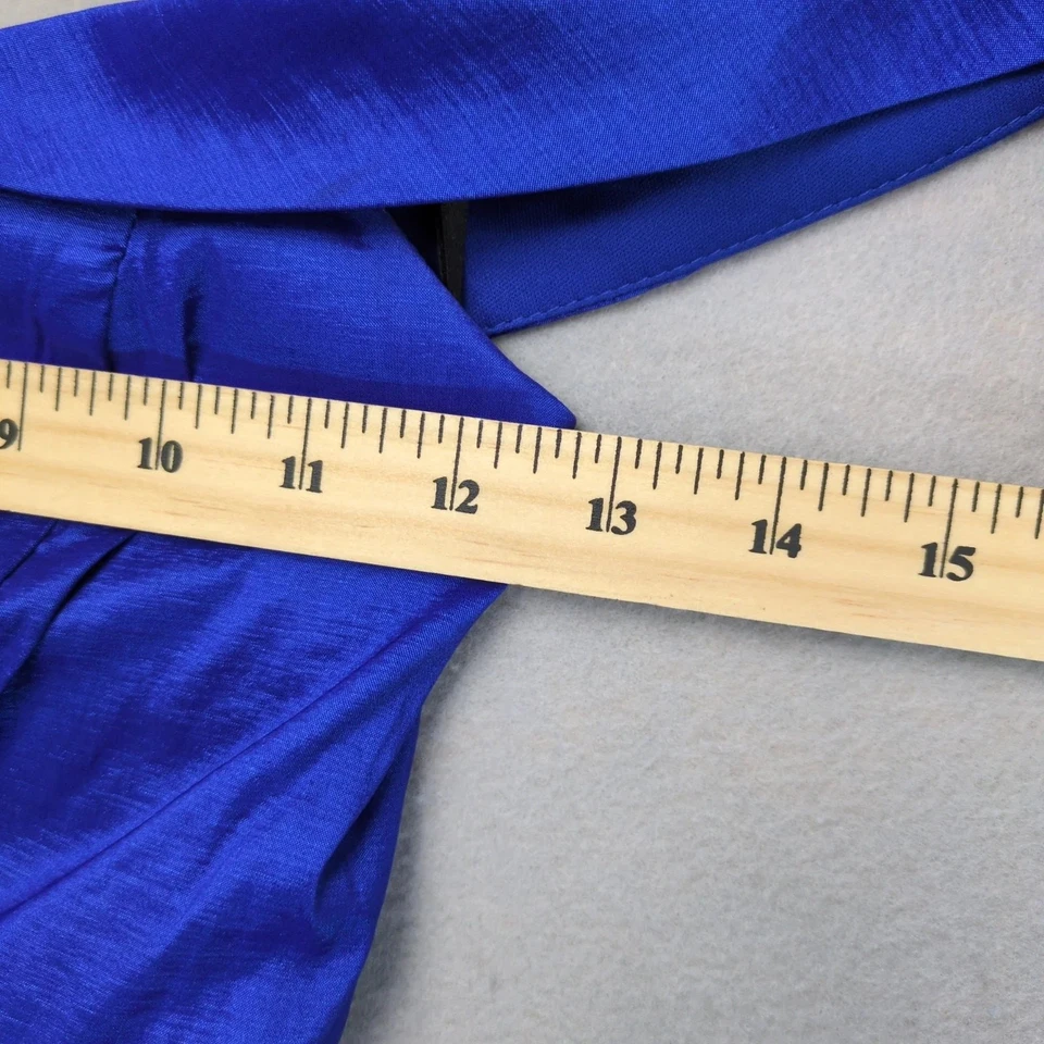 Vestido de cetim azul B Darlin júnior 1/2 fora do ombro bainha alta-baixa alça de ombro - Imagem 4 de 4