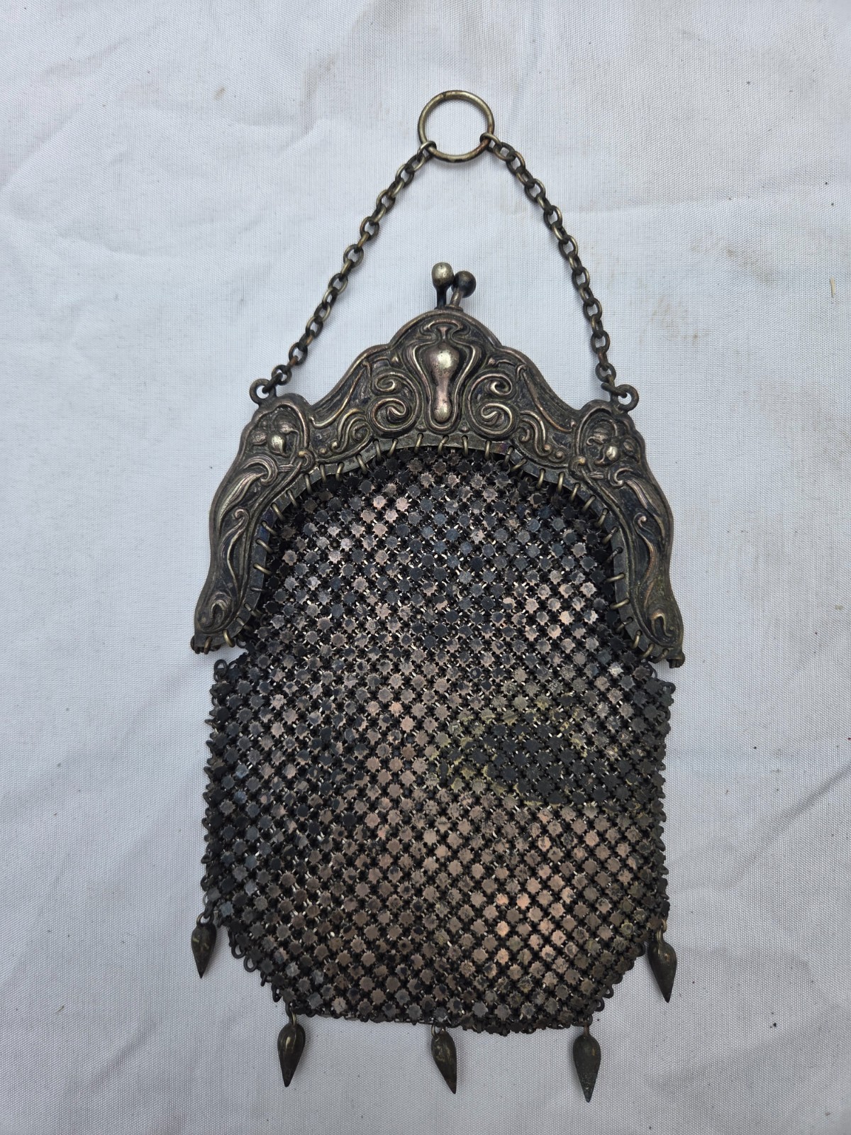 Antique German Silver Mesh Purse - image 1