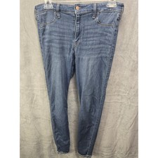 Hollister High-Rise Skinny Jeans Medium Wash Frayed Hem 9L W29 L30