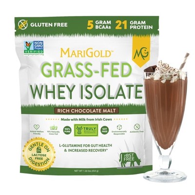 Grass-fed Whey Protein Isolate Powder - Rich Chocolate Malt Flavor - 1 Lb | 1...