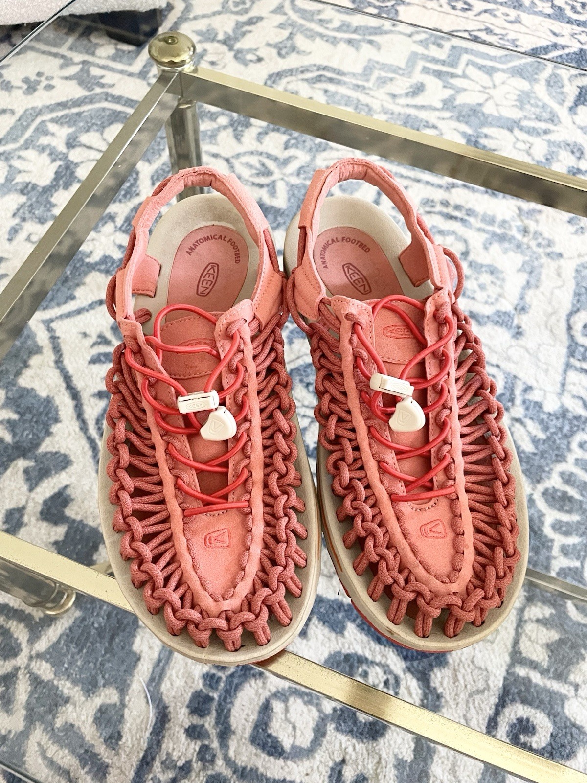 KEEN Uneek sandali donna elasticizzati intrecciati in corda arancione taglia 8