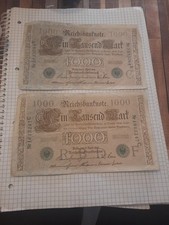 Reichsbanknote 1000 Mark 1910 – 2 Grüner Siegel  Seriennummer 2 STÜCK 