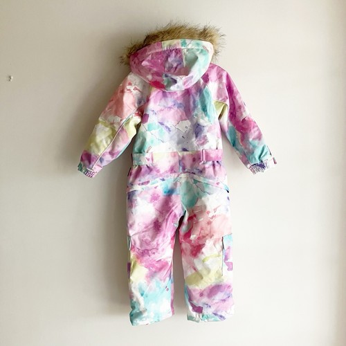Blue Magic BLMG Girls Size 5 110 cm Fur Hooded Snowsuit Pockets Colorful - Picture 4 of 15