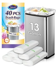 13 Gallon 40 Count Tall Kitchen Trash Bags 10 Gal 1 Pack of 40 , Clear