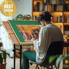 1500 Pc Puzzle Table w/ Wheels, Drawers, Cover, Tilt Top & Adjustable Height