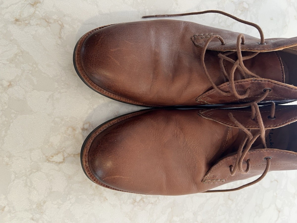 Clarks Mens Leather Lace Up Ankle Combat Boots Round Toe Brown 16501 Size 8.5 M Amazon.com | Clarks Un Brawley Lace Mahogany Tumbled Leather  main image 2