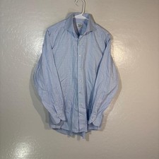 Stenstr ms Shirt Mens 15.5 39 Blue Check Slim Fitted Body Twofold Cotton Dress