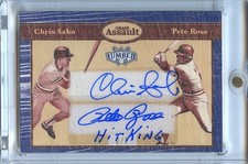 Pete Rose / Chris Sabo 2025 Leaf Lumber Dual Auto Inscription Autograph Reds 2/7