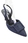 Manolo Blahnik Womens Denim Pointed Toe Slingback Heels Navy Size 38 8 — photo 1
