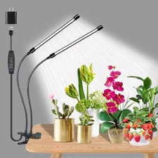 LED Clip-On Plant Growth Light - Auto On/Off Timer 2 Head 1 Pack 2 Head 1 Pack