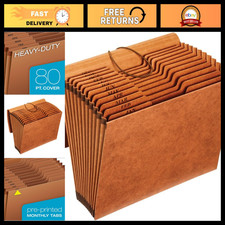 Heavy Duty Expanding File Organizer, 12 Monthly Pockets, Portable Document Holde