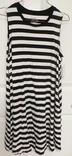 NWT Time and Tru Women's Large 12/14 Black White Striped Tank Knit Dress Pockets