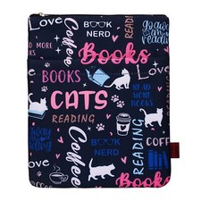 Cat Book Sleeve Protector Zipper 11x8.5 Inch Washable Fabric Book Lovers Gift