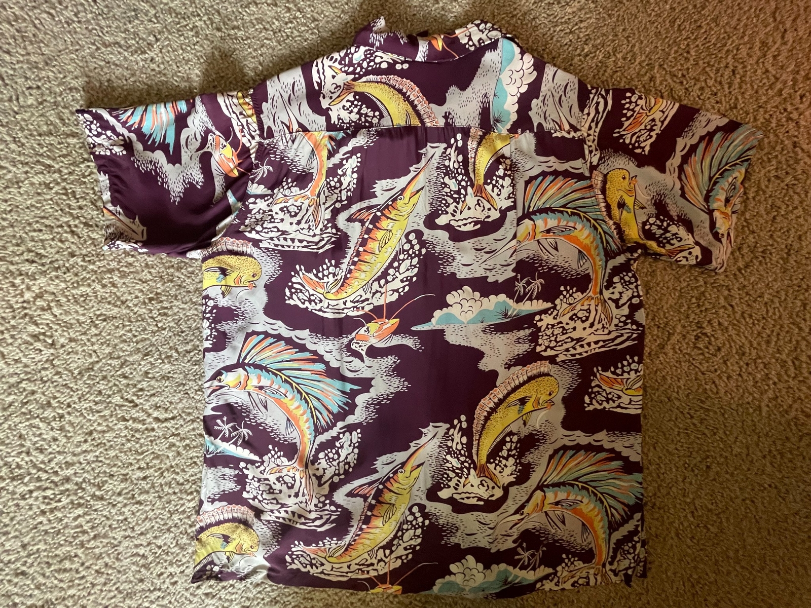 VTG 40S 50S MENS M SILK HAWAIIAN MARLIN SWORDFISH… - image 10