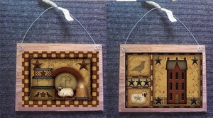 Primitive Pictures 5x7 Rustic Sheep Barn Stars Crow Wall