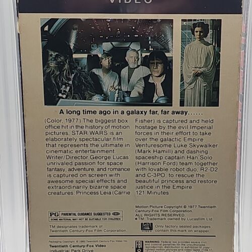 Rare Vintage Star Wars VHS CGC Graded 6.5 Matching Serial Numbers Drawer Box - Picture 8 of 13