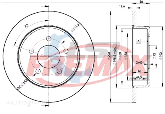 Fremax Rear Disc Rotors for Jeep Grand Cherokee WG WJ 2.7 4.7 2000-2005 Foto 2 de 4