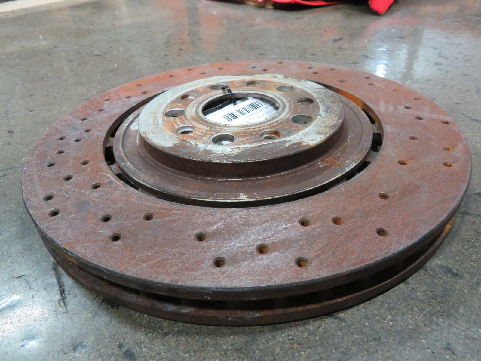 2014 Maserati Quattroporte, Front Brake Rotor, Cross Drilled, Used P/N 673003970