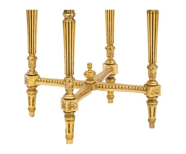 Table Basse Style Empire En Bois Feuille D'Or Et Marbre - Photo 2/3