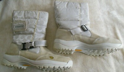 COACH Sandi Women's Suede Boots Vibram White/Beige Size 9.5M