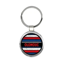Olomouc Czech Republic : Gift Round Keychain Distressed Retro Expat