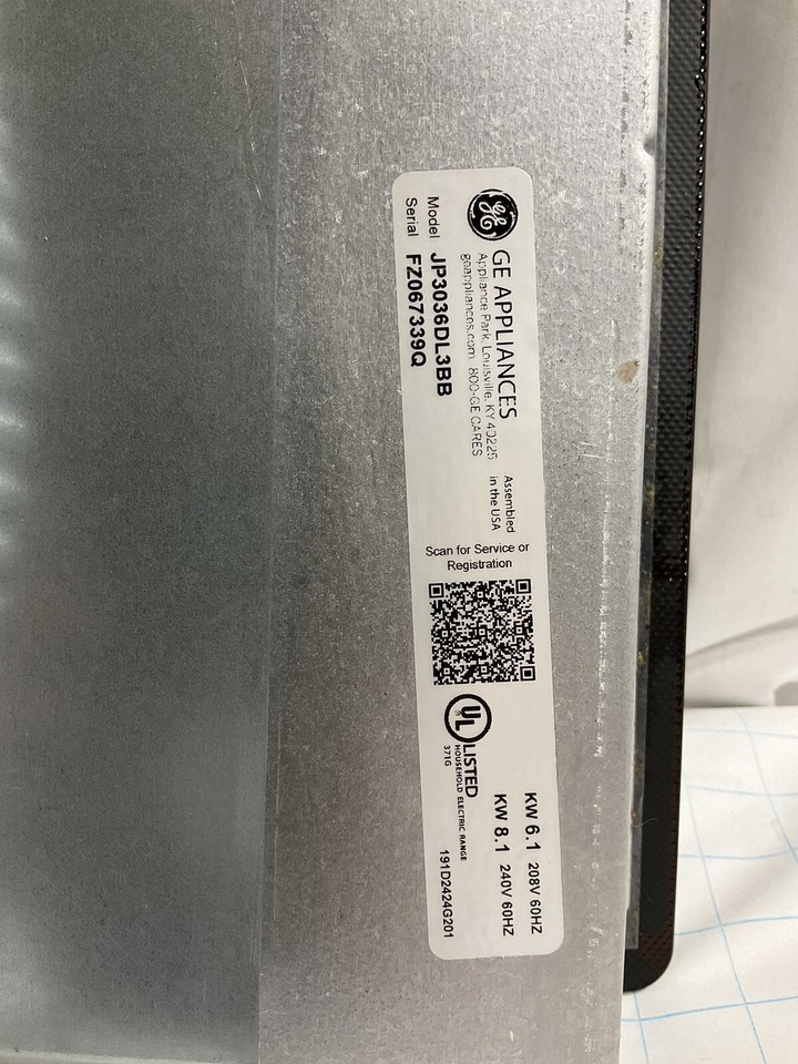 GE JP3036DLBB 36" Electric Cooktop Smooth Surface Radiant 5 Element