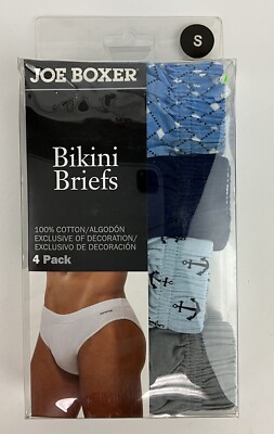 Vintage Joe Boxer Men s Bikini Briefs 4 Pack Size S Blue Gray New In Box