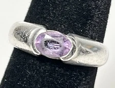 Boma Vintage Sterling 925 Amethyst Bezel Set Size 6.75 Ring (395)