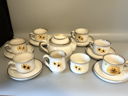 Vintage DENBY Pottery Minstrel Pattern 6 Person Tea Set Inc Milk Jug, Sugar Bowl - Picture 12 of 14