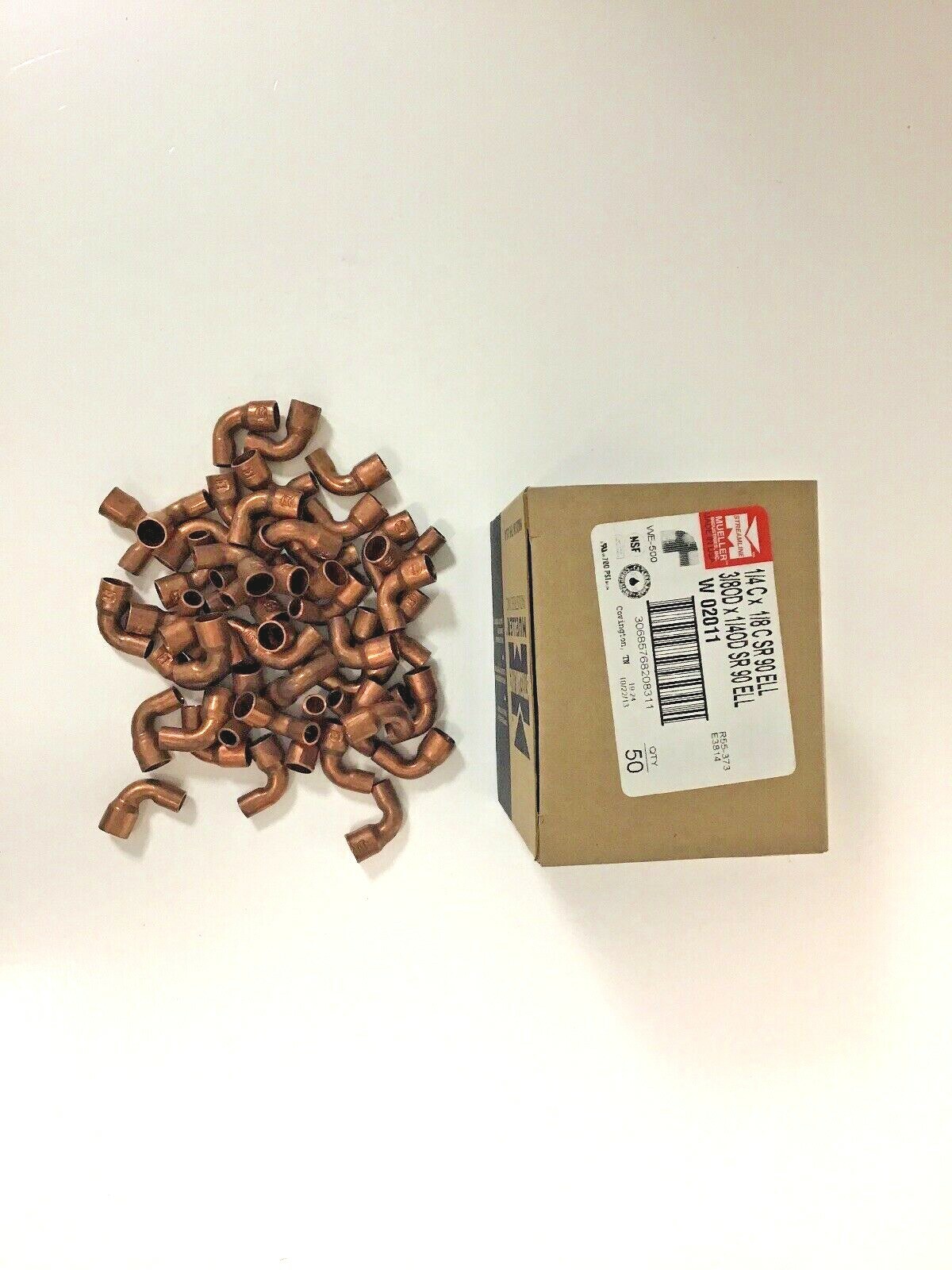 MUELLER W 02011 TUBING,1/4X1/8 90DEG ELB, COPPER - LOT OF 50 PCS