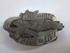 Motorcycle Belt Buckle LIVE TO RIDE - RIDE TO LIVE 1981 Eagle Bergamot