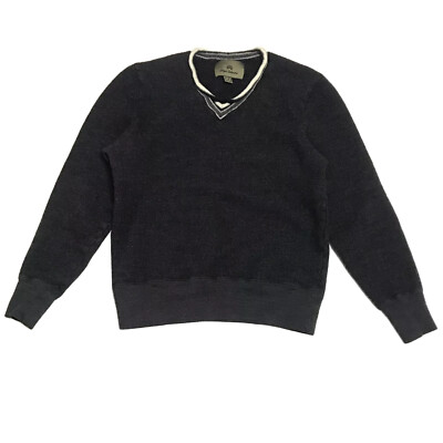 Nigel Cabourn Wool Cotton Navy Blue Crewneck Sweater Men's