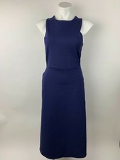 Banana Republic Navy Blue Aline Ponte Cross Back Stretch Midi Dress 2 Tall
