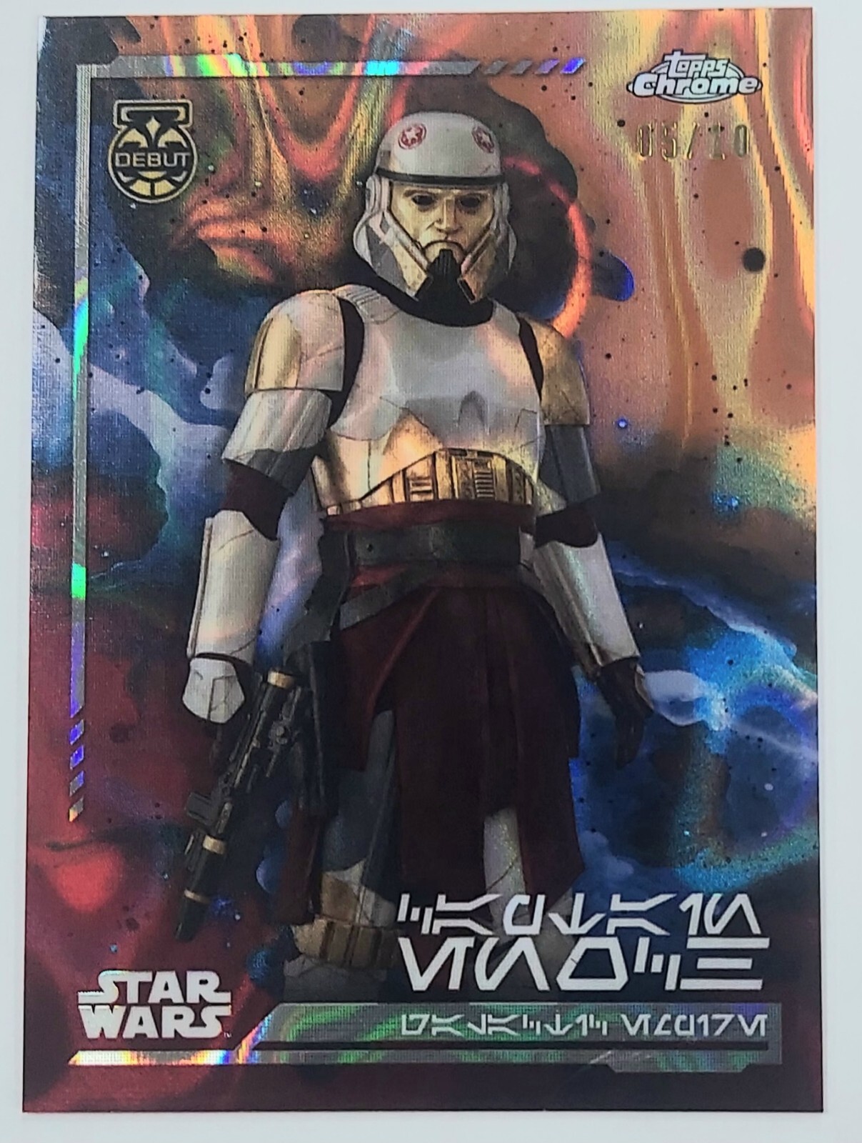 2024 Topps Chrome Star Wars Aurebesh Mustafar Lava Captain Enoch Ahsoka 5/10