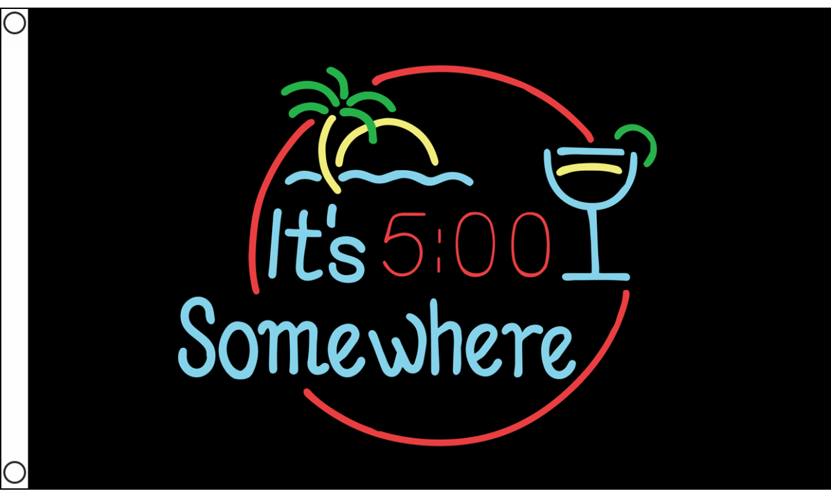 BANDIERA IT'S 5 O'CLOCK SOMEWHERE APERITIVO 150x90cm - BANDIERA SONO LE 5 90 x 1
