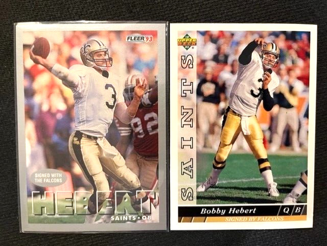 NFL - Bobby Hebert 1993 Fleer & 1993 Upper Deck Football - Saints/Falcons