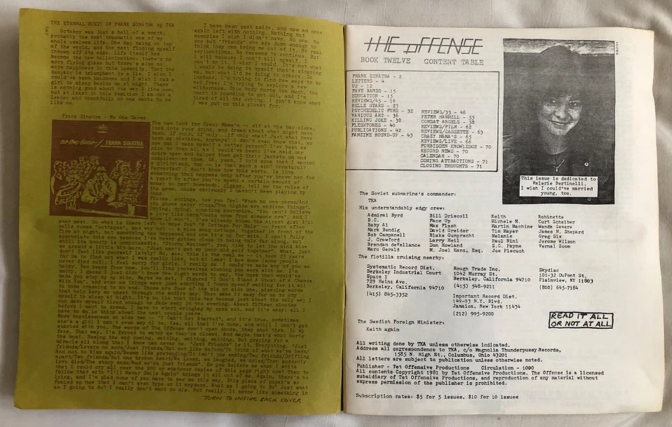 RARE PUNK ZINE ~ The Offense ~ 1981 ~ Interviews: U2, Psych Furs, Killing Joke - Image 4 of 4