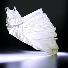 New ASOS drape back crepe full white maxi gown goddess dress glitter belt 8