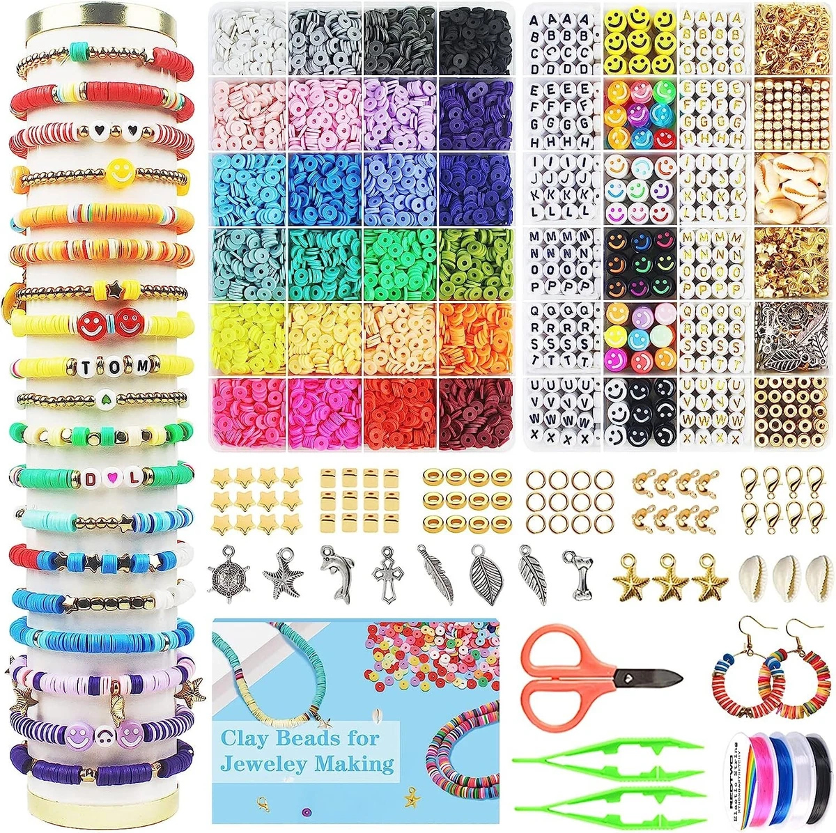 Redtwo 7200 Pcs Clay Beads Bracelet Making Kit, Preppy Friendship