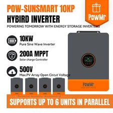 Powmr 10KW 48Vdc Solar Hybrid Inverter 110/240V Split Phase Parallel 6X PV 500V 