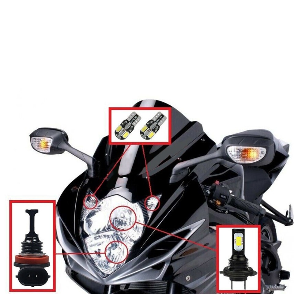 4x LED Headlight/Parking Light Bulbs Set White For Suzuki GSXR 600 750