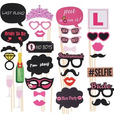 30 Pcs Fun Hen Party Props Night Photo Booth Birthday Wedding Joke Bride to Be